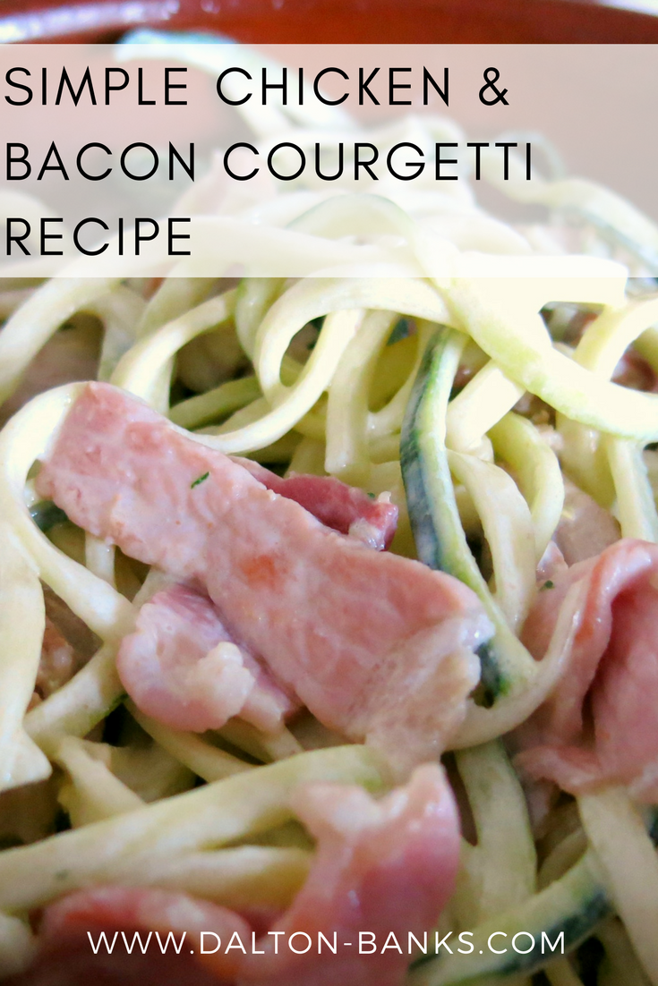Simple chicken and bacon courgetti recipe pin it