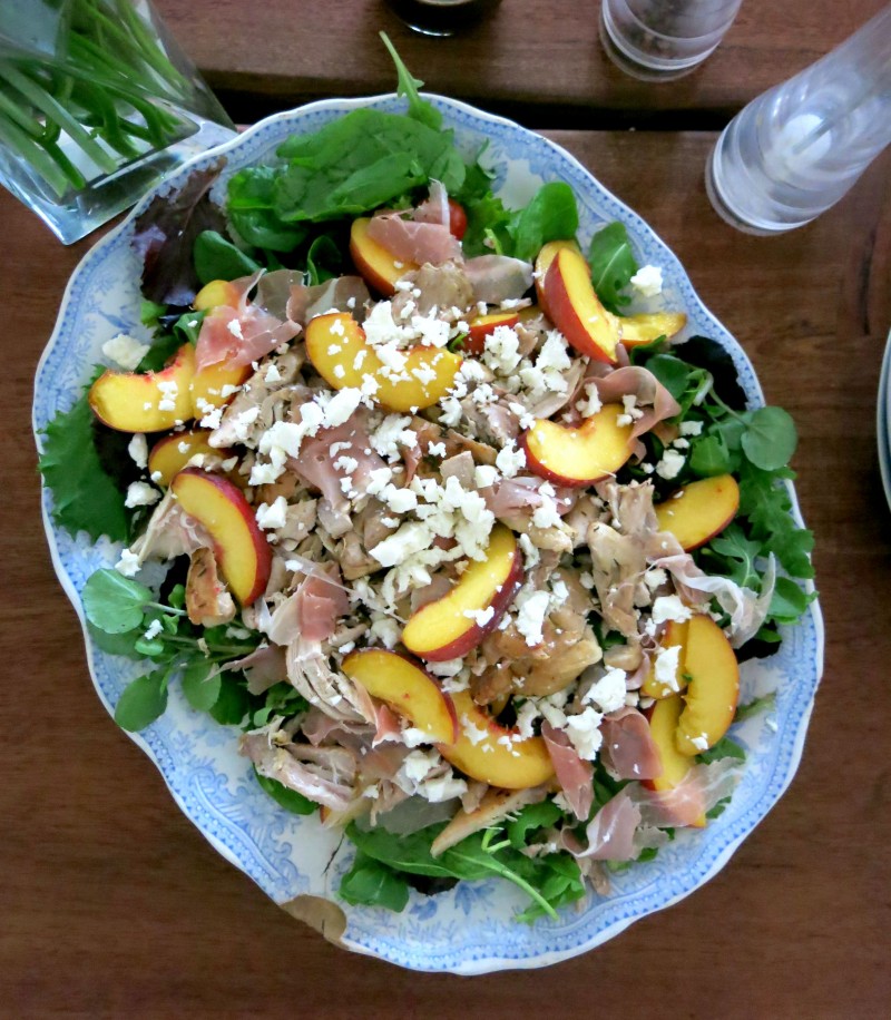Chicken, peach and feta salad
