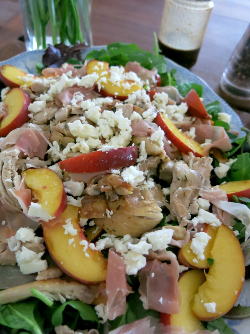 chicken, peach and feta salad