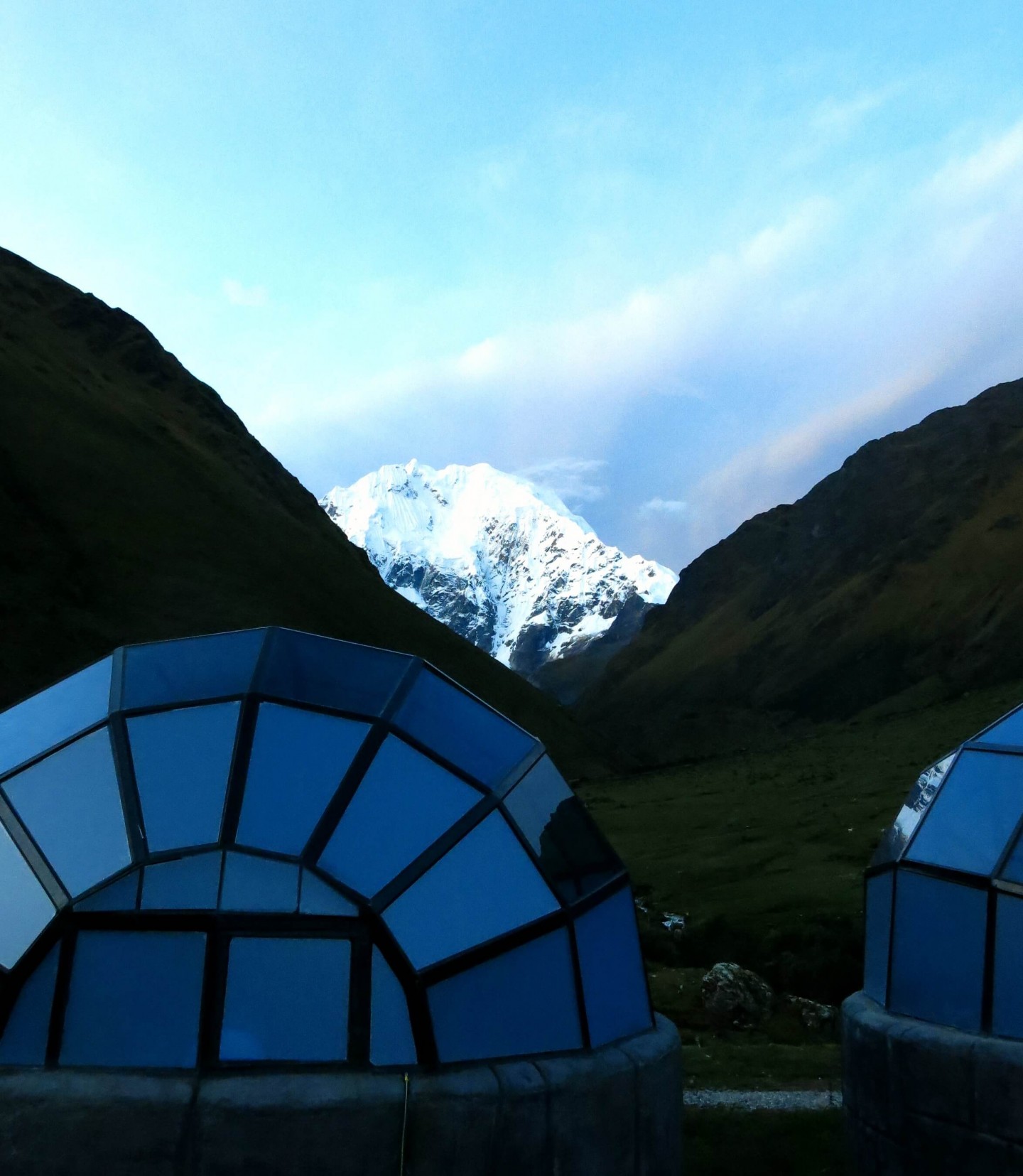 Our igloos for the night at the base of Salkantay mountain. The first night of our 4 day trek to Machu Picchu, Peru.
