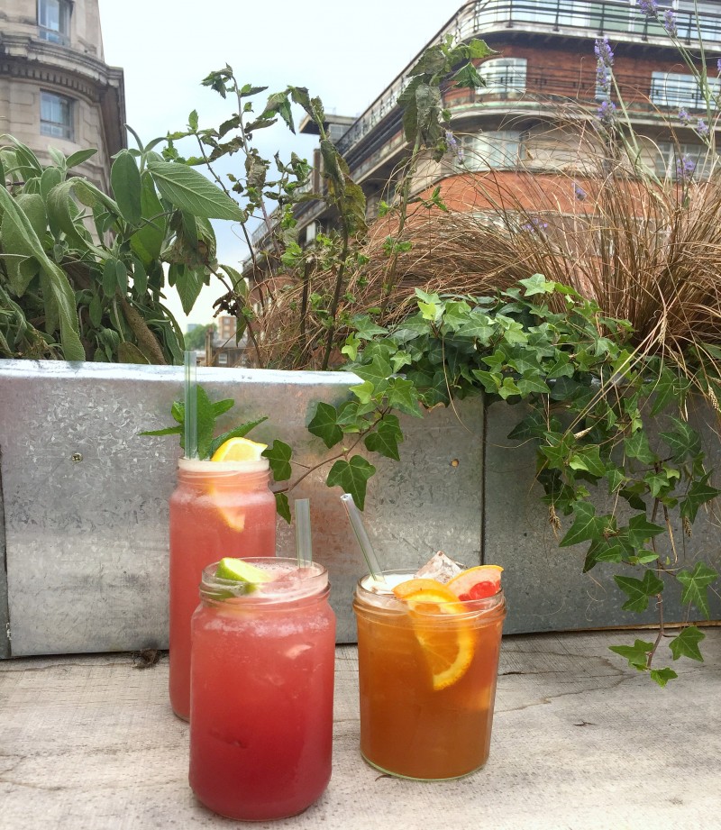 The fruity cocktails at Sisu rooftop bar on Oxford Street, London.