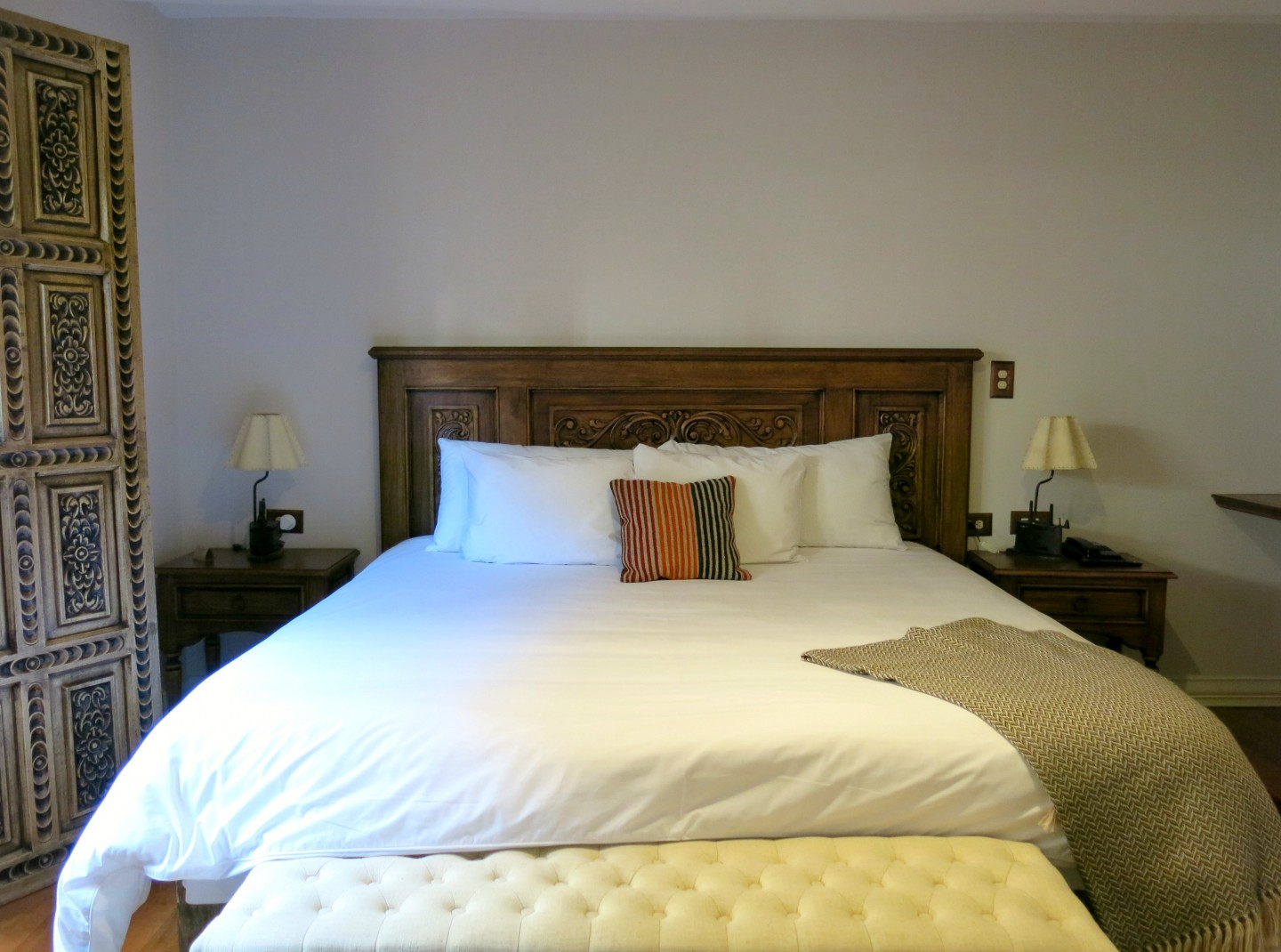 The most comfy big double beds at luxury hotel Antigua Casona in San Blas, Cusco.
