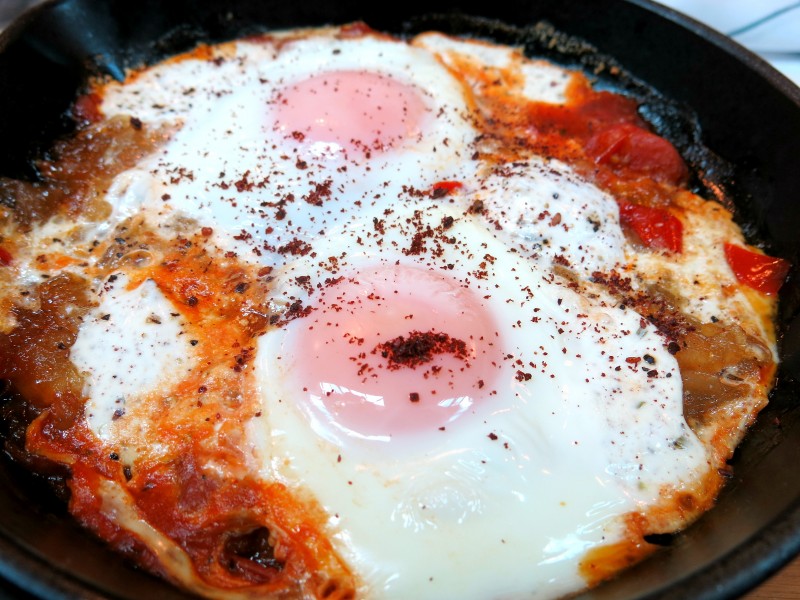 The Turkish eggs ready for dunking at Tom's Kitchen in Chelsea, London.
