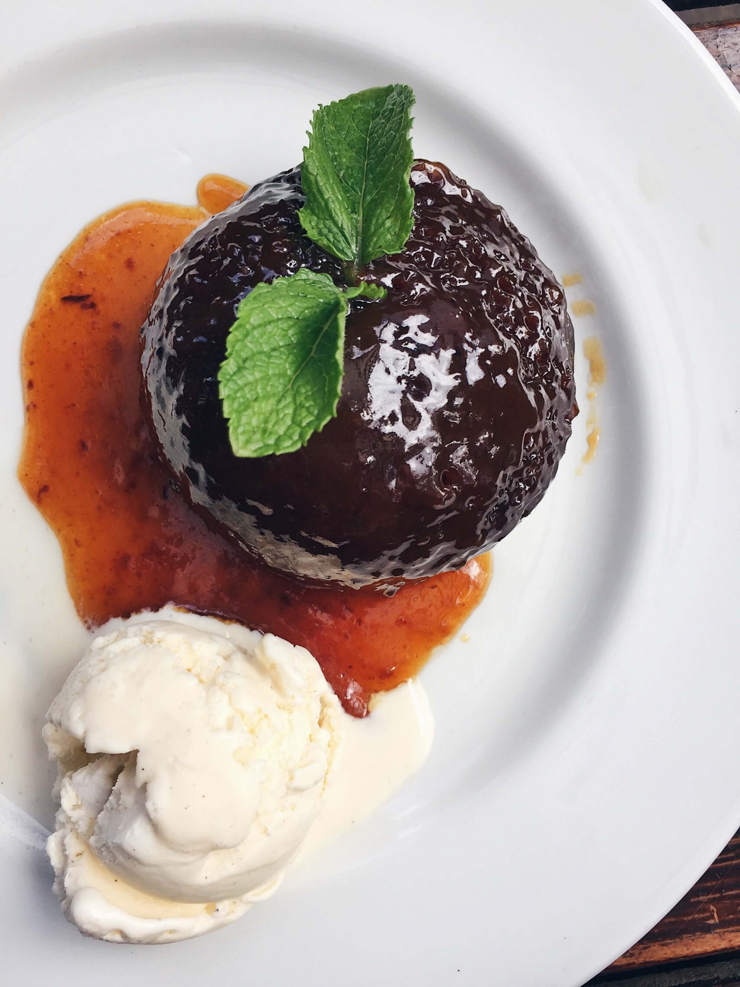 The sticky toffee and medjool date pudding from the Spaniards Inn pub on Hampstead Heath.