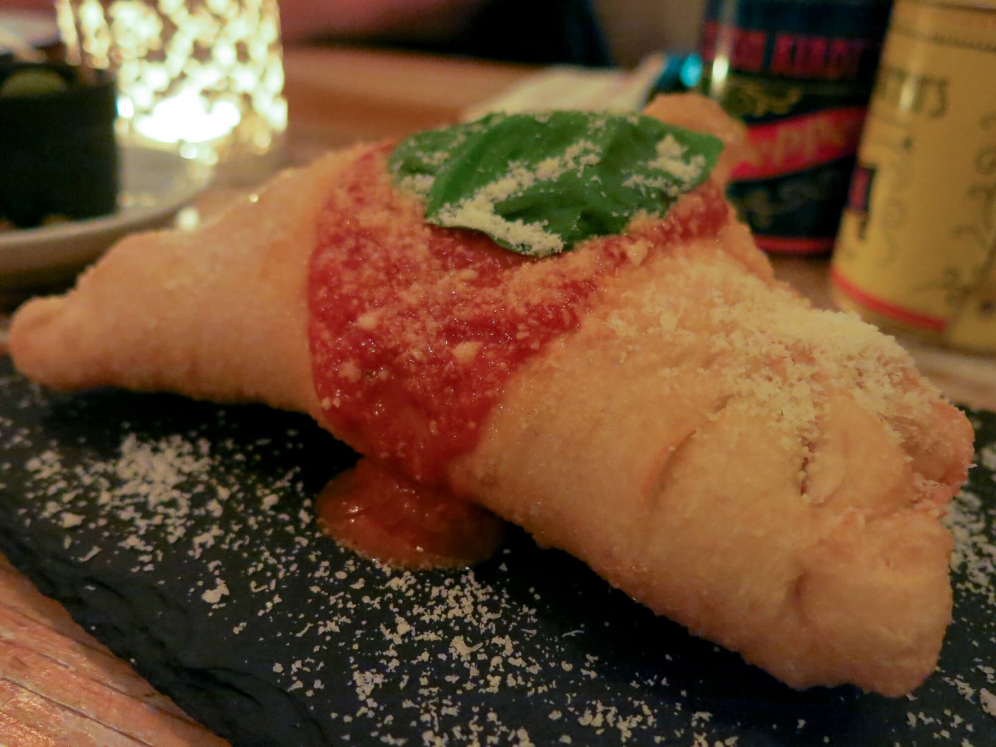 The deep fried mini pizza at Meridionale in Fulham, London. Great local Italian restaurant for pizza and pasta!