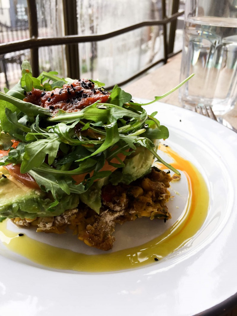 The delicious corn fritters with avocado at St David Coffee House in Forest Hill. My favourite cafe in London!